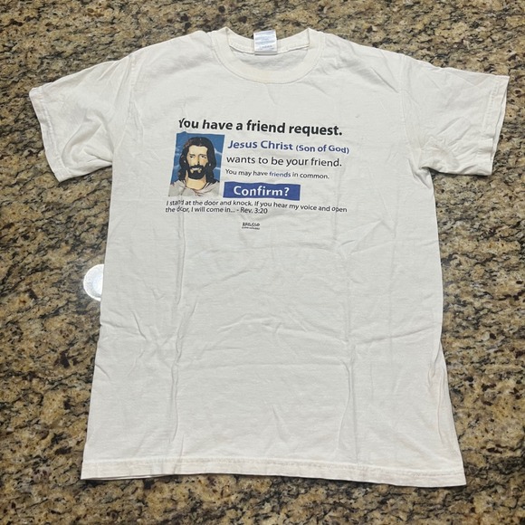 Gildan Other - Kerusso Jesus Friend Request Graphic T-Shirt Mens Small White 2009 Rev 3:20